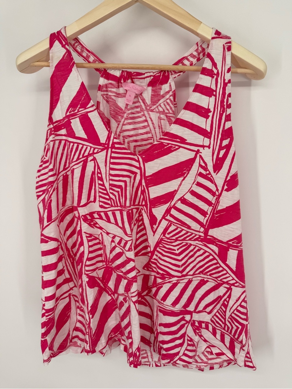 Lilly Pulitzer 100% Cotton Women's Pink & White Sleeveless Tank Top Size XL